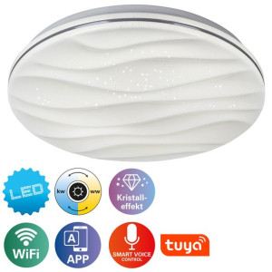 Lampa sufitowa LED Smart Home z WiFi „Austin” z efektem kryształu Nave Pols