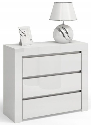 Lakierowana komoda 80 cm Lorena 5X - biały połysk