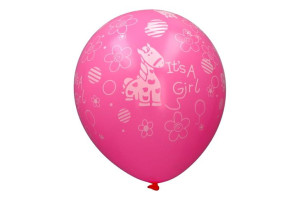 Balony Lateksowe It's A Girl Różowe Z Żyrafą 5szt