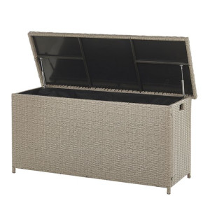 Skrzynia ogrodowa rattanowa 126 x 46 cm beżowa MODENA