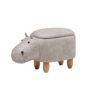 Pufa zwierzak ze schowkiem ekoskóra jasnoszara HIPPO