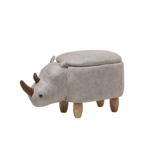 Pufa zwierzak ze schowkiem ekoskóra jasnoszara RHINO