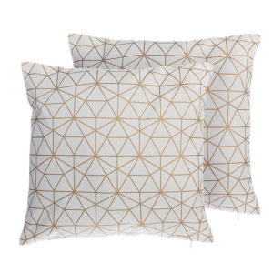 Zestaw 2 poduszek dekoracyjnych geometryczny wzór 45 x 45 cm złoty SEDUM