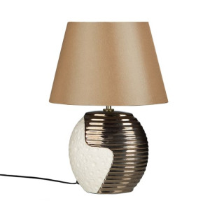 Lampka nocna porcelanowa biało-złota ESLA