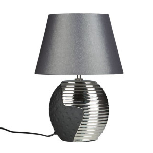 Lampka nocna porcelanowa czarno-srebrna ESLA