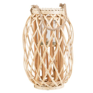 Lampion drewniany 40 cm jasny MAURITIUS