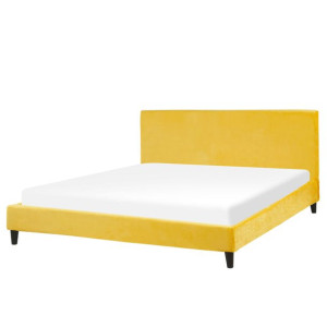 Łóżko welurowe 180 x 200 cm żółte FITOU