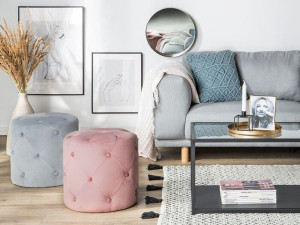 Puf welurowy ø 40 cm różowy COROLLA