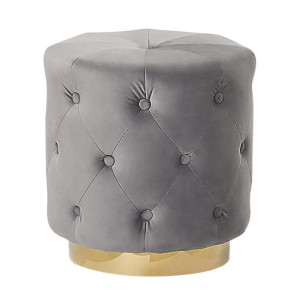 Puf welurowy ø 40 cm szary CARROLLTON