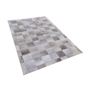 Dywan patchwork skórzany 140 x 200 cm szary ALACAM
