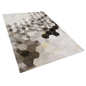 Dywan patchwork skórzany 140 x 200 cm szary SASON