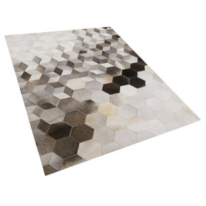 Dywan patchwork skórzany 160 x 230 cm szary SASON