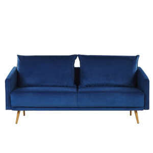 Sofa 3-osobowa welurowa niebieska MAURA