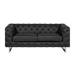 Sofa 2-osobowa ekoskóra czarna VISSLAND