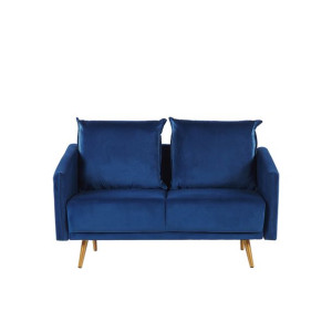 Sofa 2-osobowa welurowa niebieska MAURA