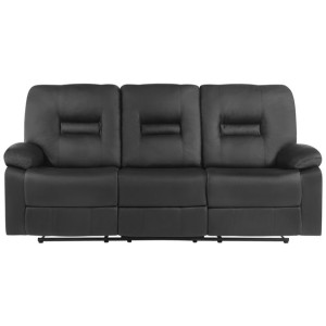 Sofa rozkładana 3-osobowa ekoskóra czarna BERGEN