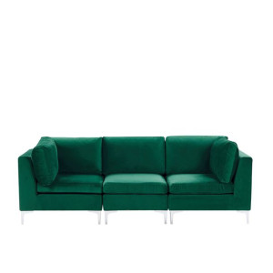 Sofa modułowa 3-osobowa welurowa zielona EVJA