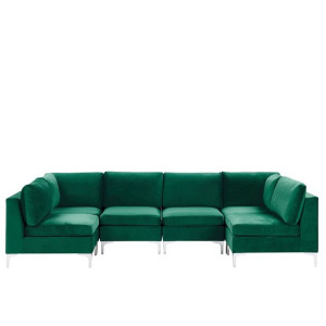 Sofa modułowa 6-osobowa welurowa zielona EVJA