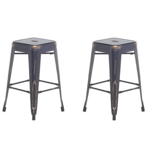 Zestaw 2 stołków barowych metalowych 60 cm czarno-złoty CABRILLO