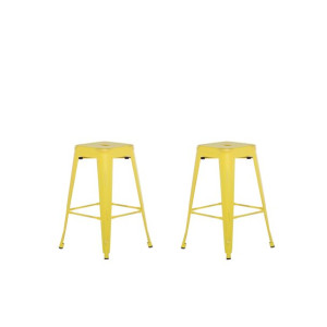 Zestaw 2 stołków barowych metalowych 60 cm żółto-złoty CABRILLO