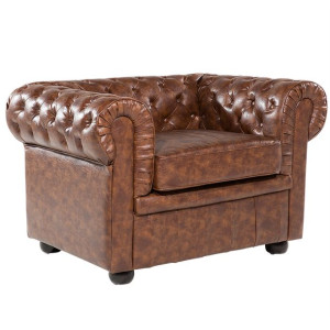 Fotel ekoskóra złoty brąz CHESTERFIELD