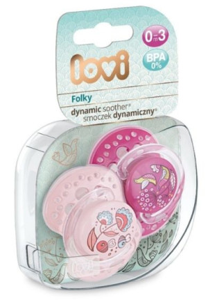 Lovi Smoczek uspokajający dynamiczny 0-3 m Folky Girl 2 szt 22/841