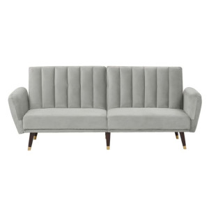 Sofa rozkładana welurowa jasnoszara VIMMERBY