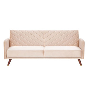 Sofa rozkładana welurowa beżowa SENJA