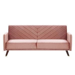 Sofa rozkładana welurowa różowa SENJA