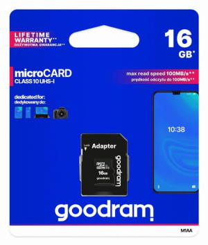 Karta pamięci GoodRam M1AA-0160R12 16GB; Class 10, Class U1; Adapter