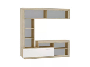 Meblościanka Montana4 Front Mdf Biały Połysk Korpus Sonoma