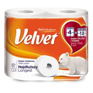 Papier toaletowy Velvet Najdłuższy 4 rolki