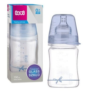 Lovi Butelka Szklana Baby Shower 150 ml ze smoczkiem 0m+ 74/104 boy