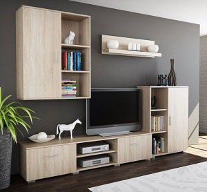 Zestaw mebli do salonu pod TV Pixelo 7X - dąb sonoma