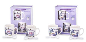 Pl Komplet Kubków 2+2 Ceramiczne Fioletowe Białe