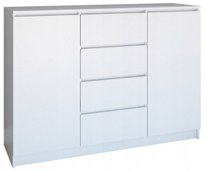 Duża Komoda 2d4s 120cm 4 Szuflady 2 Drzwi Biel Mat