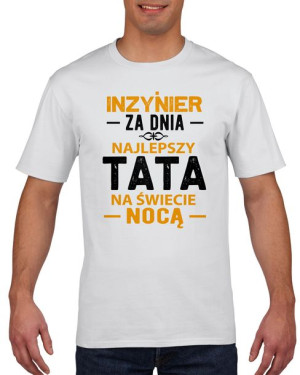 Koszulka męska Najlepszy tata inżynier XL Biały