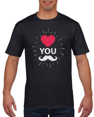 Koszulka męska I love you Kocham Cię z wąsami M Czarny