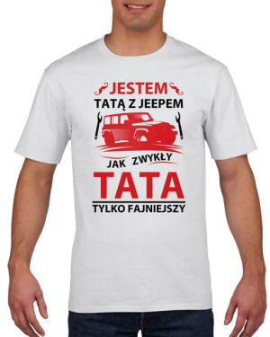 Koszulka męska Tata z jeepem XXL Biały