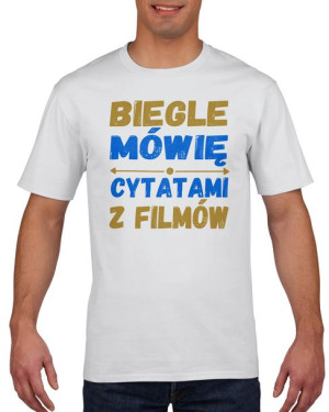 Koszulka męska Biegle mówię cytatami z filmów XL Biały