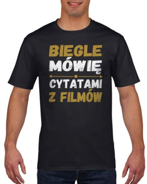 Koszulka męska Biegle mówię cytatami z filmów XL Czarny