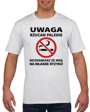 Koszulka męska Rzucam palenie XXL Biały