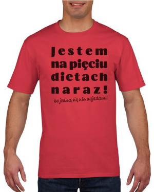 Koszulka męska Jestem na pięciu dietach XL Czerwony