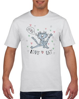 Koszulka męska Love cat XL Biały