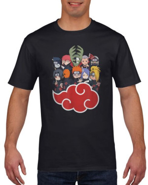 Koszulka męska Naruto Akatsuki manga anime L Czarny