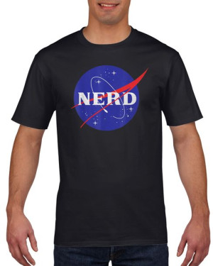 Koszulka męska NERD Kujon NASA XL Czarny