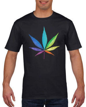 Koszulka męska Liść cannabis marihuana THC XXL Czarny