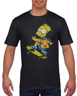 Koszulka męska Zombie Bart na deskorolce L Czarny