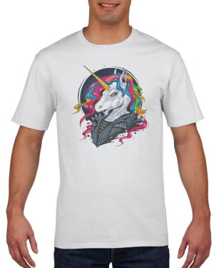 Koszulka męska Punk jednorożec Unicorn L Biały