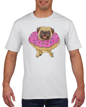 Koszulka męska Jak pączek w mopsie pies pug M Biały